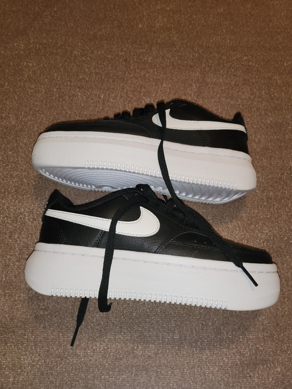 Nike Women's Court Vision Ulta Black and White Platform Sneakers Size 6